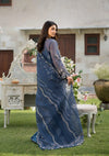 beautiful Embroidered Organza Back Yock in navy blue color.